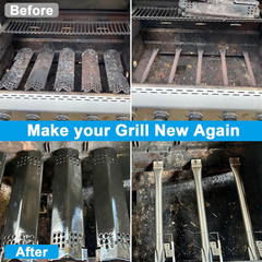 Set of 4 Grill Heat Plates and 4 Burner Tubes with Igniter Electrode Replacement