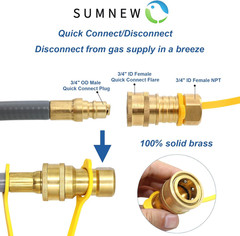 36 Feet 1/2-Inch ID Natural Gas Hose with Quick Connect Fitting for Weber, Charb
