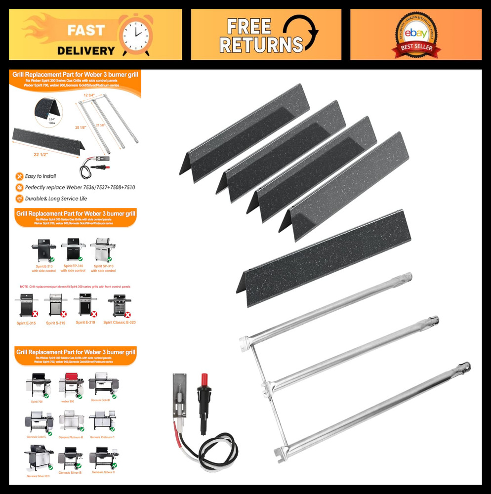 Grill Parts Kit for Weber Spirit & Genesis Grills – Flavorizer Bars, Burner Tube