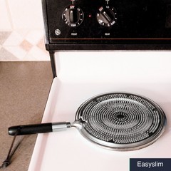 Stovetop Heat Diffuser Tin Silver Wooden Handle Electric Gas