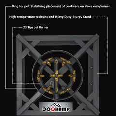 COOKAMP Propane Burner for Outdoor Cooking (23 Tips 23 Jet Burner, BLACK