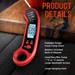 Meat Thermometer Digital, Instant Read for Grill and Red