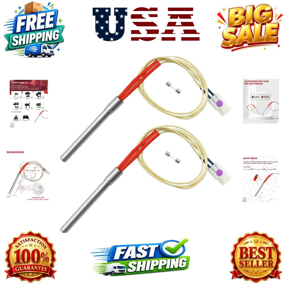 2-Pack Hot Rod Igniter Replacement for Traeger, Pit Boss, Camp Chef & Z Grill…