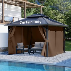 10×12 ft Outdoor Gazebo Curtains, 4 Panels Waterproof Privacy Sidewall Replac…