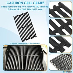 Durable 2-Pack Stainless Steel Emitters & Cast Iron Grates for Charbroil Grills