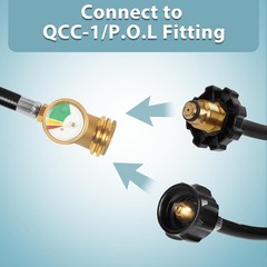 5FT Propane Extension Hose with Gauge QCC1 RV Grill Fire Pit Gas Line US