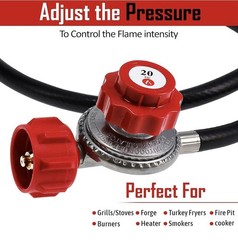 4FT High Pressure 0-20PSI Adjustable Propane Gas Regulator w/ Hose & PSI Gauge