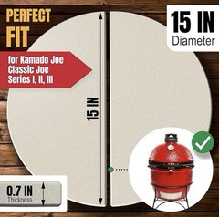 Heat Deflector Plates for Kamado Joe Classic & Big Green Egg Lrge 15 inch