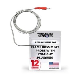 Replacement for Flame Boss High Temp Meat Probe Straight Plug Red | 12-month