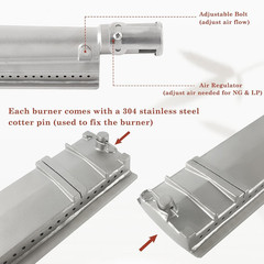 Gas Burner Replacement for Jenn Air Glen Canyon Nexgrill Thermos 15 13/16″ 3-pk