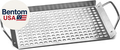 76631 Stainless Steel Grill Topper Grid, 11″X7″ BBQ Pan with Handles