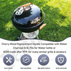 3SET CHERRY WOOD REPLACEMENT HANDLE FOR WE-BER CHARCOAL GRILL MOUNTING SCREWS W