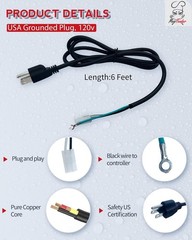 6 ft AC Power Cord for Traeger, Pit Boss, Camp Chef, Z-Grills