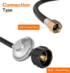 Propane Regulator with 5 Ft Hose, Universal Grill Replacement Regulator for Most