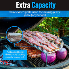Slow ‘N Sear Elevated Cooking Grate – Compatible with Weber and Other Grills – H