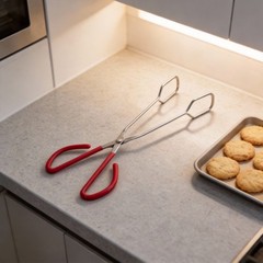 Stainless Steel Scissor Food Tongs with Comfort Grip for Kitchen Cooking