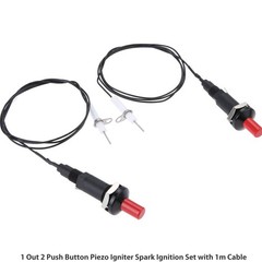 2Pcs Gas Fireplace Piezo Spark Ignition 1Out2 Push Button Igniter with 1m Cable