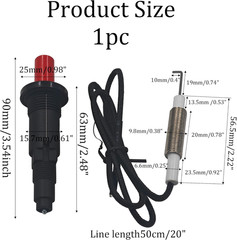 1Pc Universal Push Button Piezo Igniter Kit, Propane Gas Grill/Range/Heater Igni