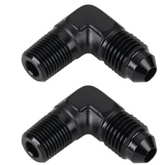 4AN Male Flare to 1/8 NPT Pipe Male 90 4AN to 1/8 NPT Black, 90 Degree – 2PCS