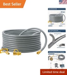 40 Feet 3/8 inch ID Natural Gas Grill Hose with Quick Connect Fittings, Natur…