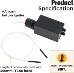 Electronic Push Button Pluse Igniter & 50cm Wire Set for Fire Pit Gas Burner