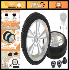 BBQ Replacement Wheels for 18/22″ Grill, 6″ Tires & Hub Caps, 2PCS, Silver