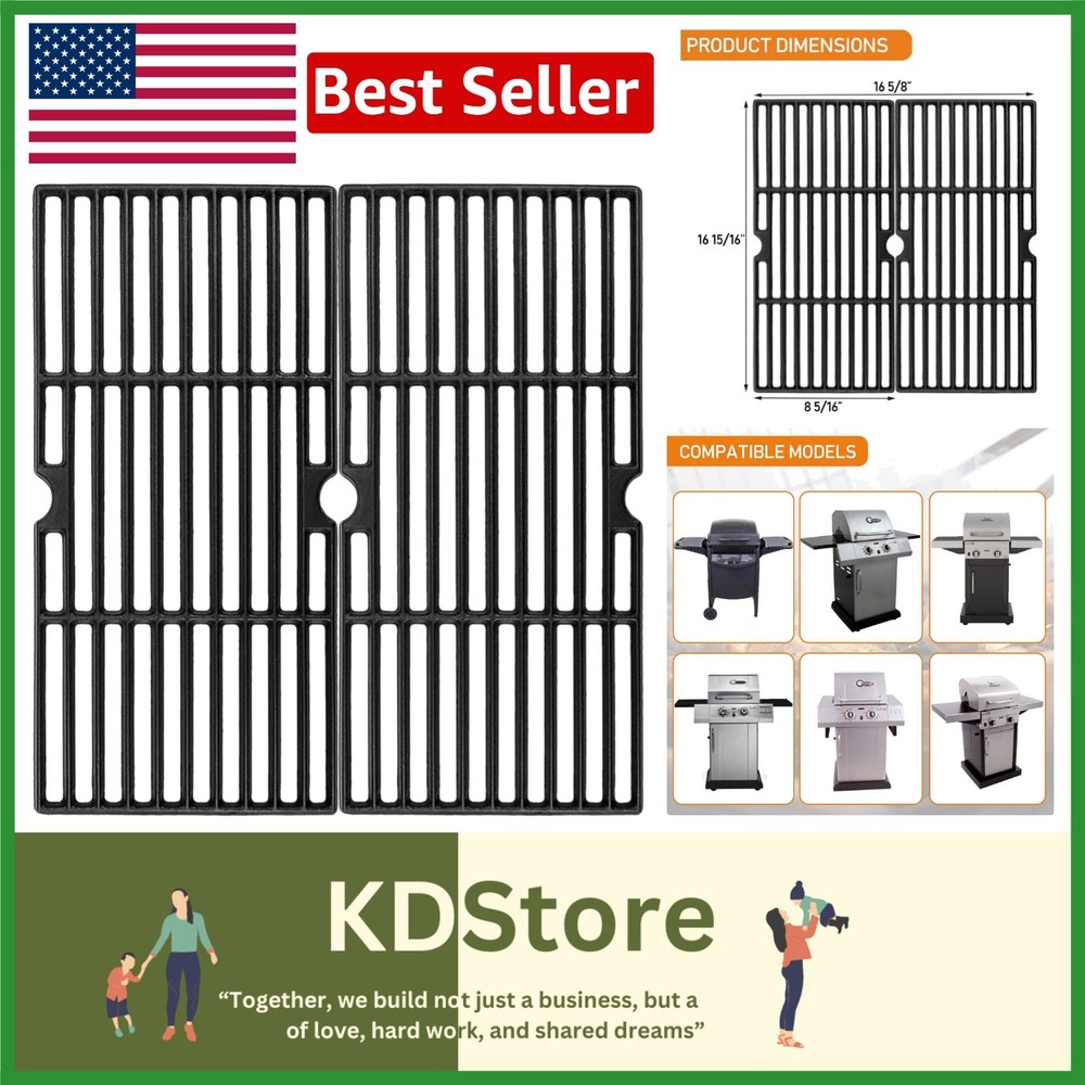 Replacement Grill Grates for Char-Broil & Thermos 2 Burner Models – Cast Iron