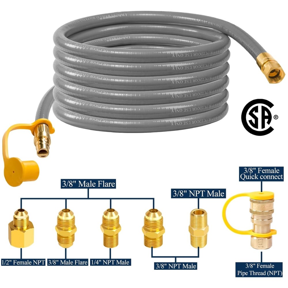 12FT Natural Gas Hose with Quick Connect for Weber