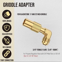 Brass 3/8″ Male Flare Propane Elbow Adapter for Blackstone 17Inch and 22 Inch Ta