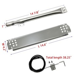 Parts DG262 Grill Burner 14 7/8″, Heat Plates 14.6″ x 4.2″, Igniter Kit fits 5
