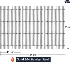 New 304 Stainless Steel Grill Grates 3 Pack 23.25×11.5 Replacement VGBQ T Serie