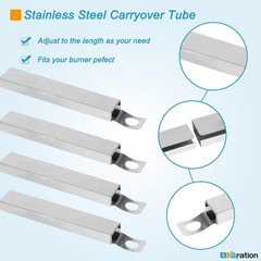 BBQration Universal Adjustable Carryover Tubes for Charbroil, 4-Pack, silver