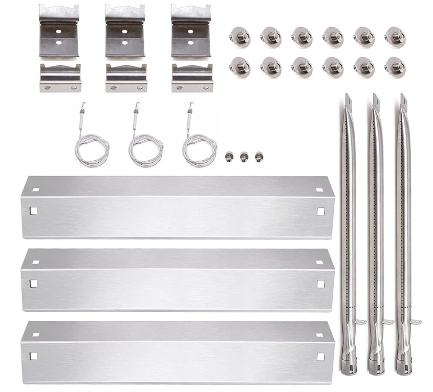 Char-Griller Grill Replacement Parts Set: Heat Plate, Burners, Ignitor, Brackets