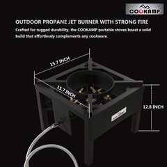 COOKAMP Propane Burner for Outdoor Cooking (23 Tips 23 Jet Burner, BLACK