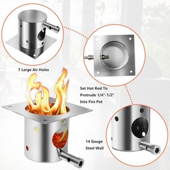 QuliMetal 304 Stainless Steel Fire Burn Pot & Hot Rod Ignitor Kit – Replaceme…