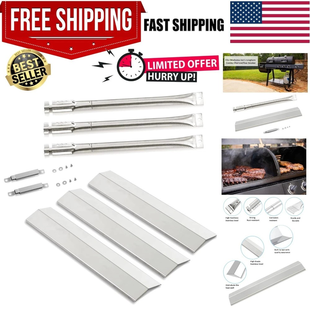 Adjustable Crossover Tube and Heat Shield Set for Oklahoma Joe’s Grill 15202029