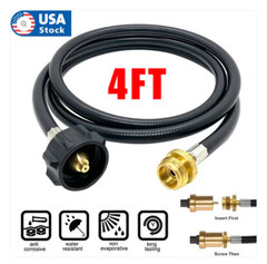 4ft Extension Propane Hose w/ Gauge & Tank Adapter Converts POL LP Tank to QCC1