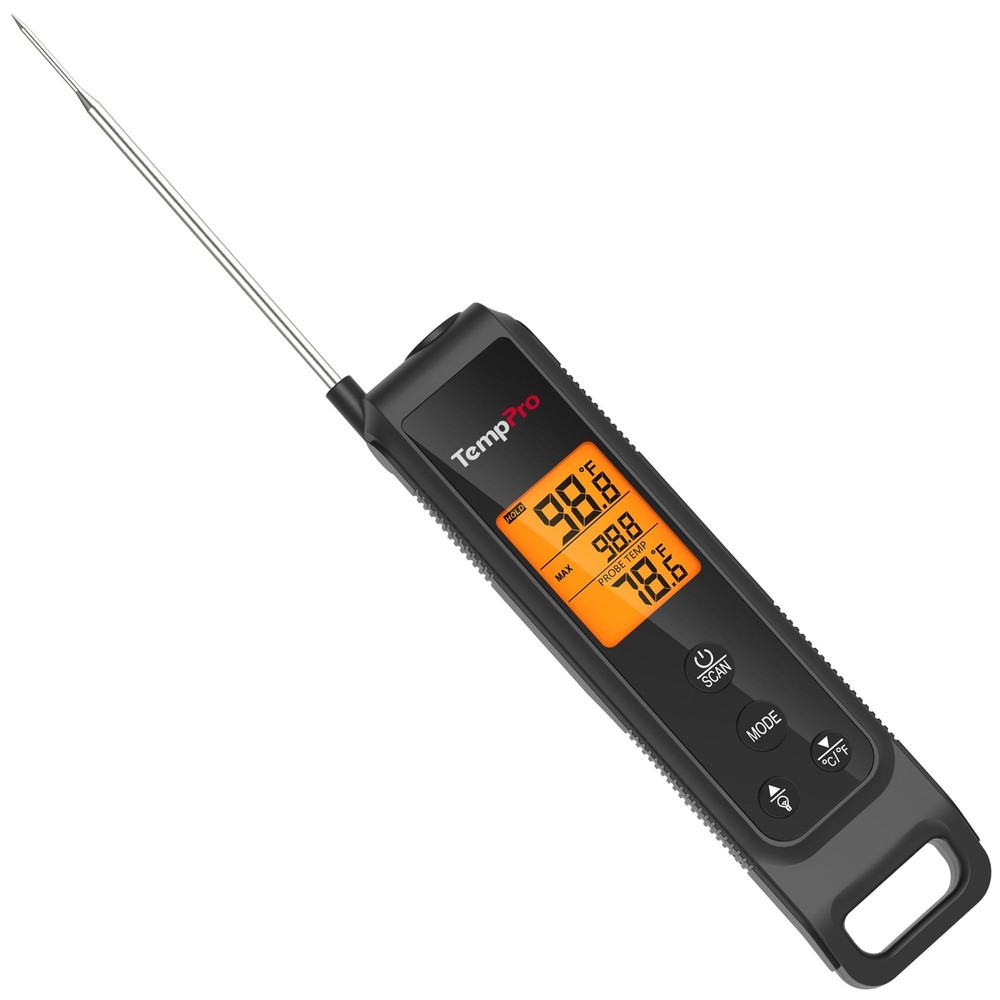 TempPro 2-in-1 Instant Read Thermometer for Cooking, Infrared Black