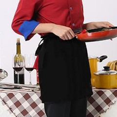 Practical Black Chef Apron with Adjustable Ties for Restaurant and Home Use