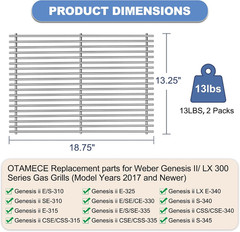 66095 Grill Grates with 66032 Flavorizer Bars for Weber Genesis 2 Grill Parts 30