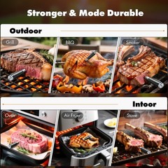 Bluetooth Wireless Meat Thermometer with 2 Ultra-Thin Silver And Black