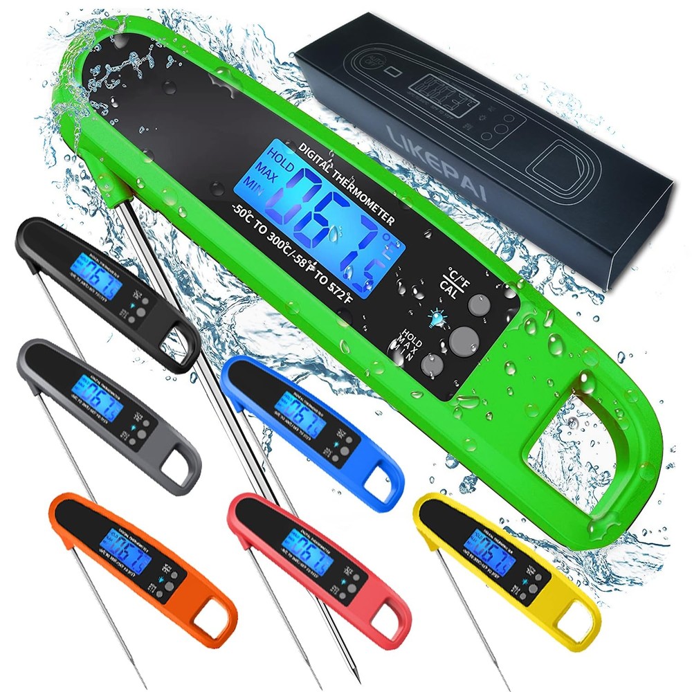 LIKEPAI Instant Read Meat Thermometer for Kitchen Cooking, Ultra Fast Green