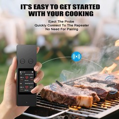 Bluetooth Wireless Meat Thermometer, Smart Digital Cooking Silver And Black
