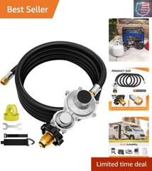 10FT Two Stage with Hose, Propane Line with Regulator Standard POL to 3/8″ Fe…