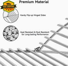 Hinged Grill Grate 21.5in for Weber 22in Charcoal Grills Kettle Performer