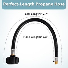 SHINESTAR RV Propane Hose, 15 Inch, 1/4″ Male NPT x QCC-1, 2 Pack