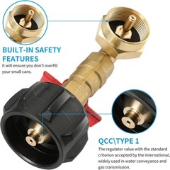 Propane Refill Adapter / Hose with ON-Off Control Valve for 1Lb To 20Lb Gas Tank