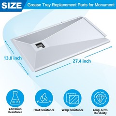 MOASKER Outdoor Grills Grease Tray 27.4″ x 13.8″ for Monument 4 Burner