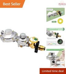 Two Stage Propane Regulator Brass 100lb Gas Tank with Gauge RV Grill Heater