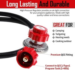 2109-RED 4 ft High Pressure 0-20 PSI Adjustable Regulator with Red QCC-1 Type…
